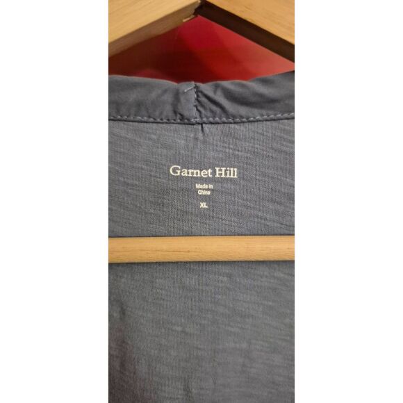 Garnet Hill Size XL Silk Trimmed Dusty Blue Spring Weight Cardigan Dressy  EUC - Picture 3 of 4